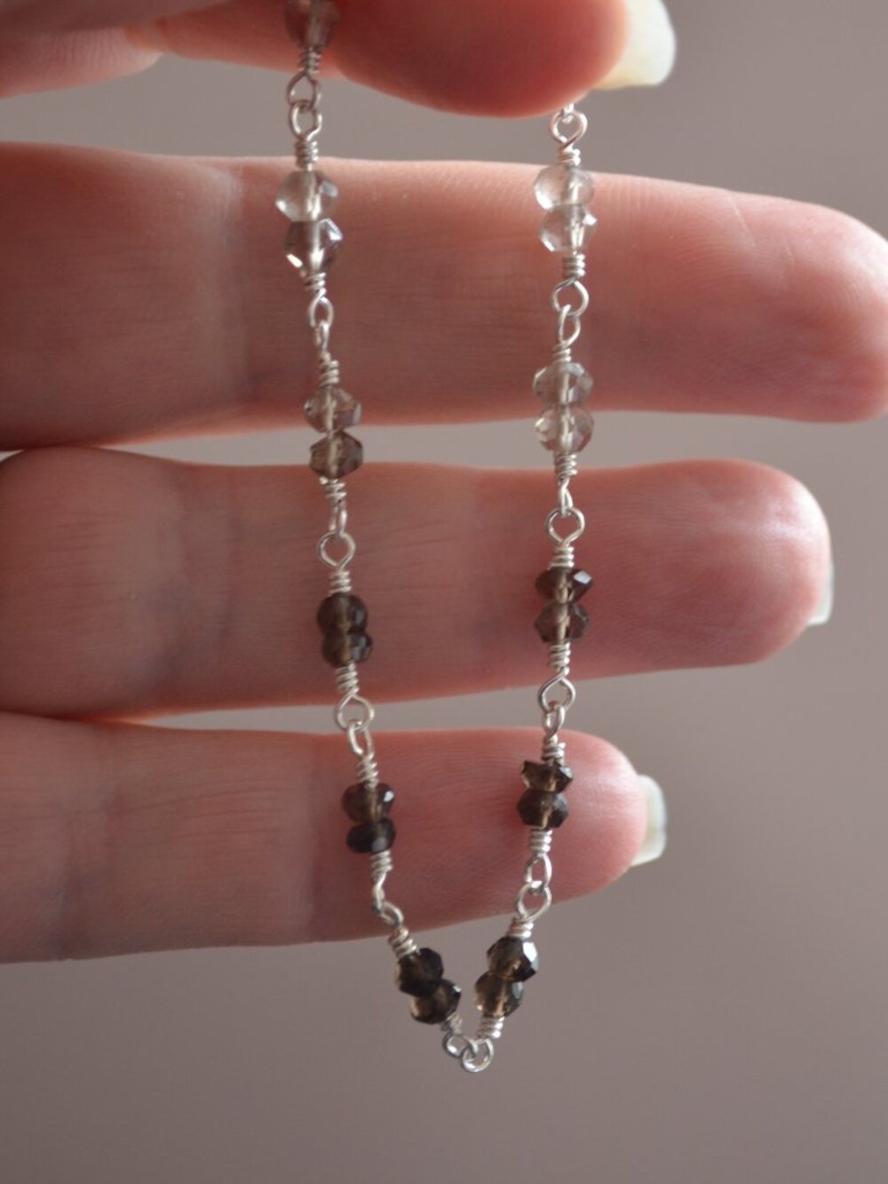 Smoky Quartz Sterling Silver Bracelet - Elegant December ♑️ free shipping